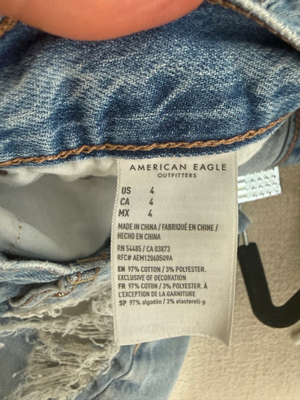 American Eagle Distressed Denim Shorts Light Wash Frayed Hem | Size 4 - Picture 13 of 14